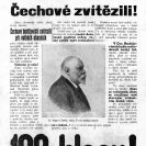 Češi a Němci: oznámení o vítězství českých stran v Hlasu lidu; SOkA.
