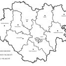 Církevní správa: mapka vikariátů českobudějovické diecéze; podle M. Novotného.