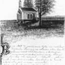 Čtyři Dvory: kaple svatého Vojtěcha ve Čtyřech Dvorech na kresbě z 20. let 20. století; SOkA.