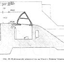 Jezy: hydrostatický sektorový jez na Vltavě v Českém Vrbném, přímý řez; podle Průcha 1969.