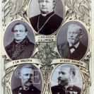 Jirsíkovo gymnázium: zakladatel gymnázia Jan Valerián Jirsík a jeho první čtyři ředitelé: Emanuel Hrdlička, Gustav Bozděch, Jan Červenka a Jan Vařeka, tablo; SOkA.