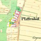 Kněžské Dvory: na císařském otisku mapy stabilního katastru z 1827; Ústřední archiv zeměměřictví a katastru.