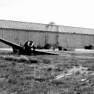 Letecká výroba: severní část letiště s leteckou továrnou 1945; archiv LOZ České Budějovice.