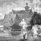 Mlýny: okolí Předního mlýna na perokresbě; podle Šubert 1884.