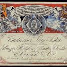 Pivovarnictví: etiketa piva Budweiser z 16. 7. 1878, přihlášená k registraci ve Spojených státech amerických Carl Conradem po adopci názvu piva Měšťanského pivovaru; Podnikový archiv Jihočeských pivovarů, a. s.