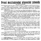 Plavání: plakát oznamující konání mezinárodních plaveckých závodů na Malši 1921; archiv J. Štumbauera.