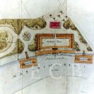 Plovárny a koupaliště: plán nejstarší plovárny na Malši u Německého domu, 1877; SOkA.