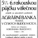 První světová válka: oznámení o válečné půjčce; ze sbírek Jihočeského muzea v Českých Budějovicích.