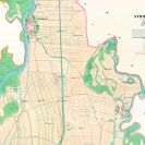 Rožnov: na mapě stabilního katastru z 1827, širší výřez; Ústřední archiv zeměměřictví a katastru.