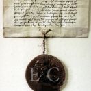 Rychtářský úřad: listina krále Václava II. z 1296, kterou uděluje královskému mincmistrovi Klaricovi rychtářský úřad v Českých Budějovicích; SOkA.