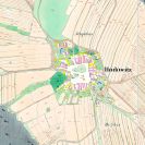 Staré Hodějovice: na císařském otisku stabilního katastru z 1827; Ústřední archiv zeměměřictví a katastru.