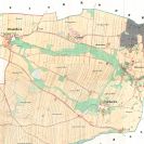 Suché Vrbné: na originálu mapy stabilního katastru z 1827 s vyznačením pozdějších změn, širší výřez; Ústřední archiv zeměměřictví a katastru.
