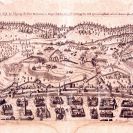 Válečné události: obléhání Českých Budějovic 1619 na dobové mědirytině; ze sbírek Jihočeského muzea v Českých Budějovicích.