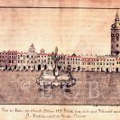 Veduty: Vojtěch Vavák, severní strana náměstí Přemysla Otakara II., kolorovaná kresba z 1796; ze sbírek Jihočeského muzea v Českých Budějovicích.