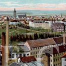 Vltava (řeka): panorama města s řekou Vltavou od jihozápadu na pohlednici z počátku 20. století; sbírka J. Dvořáka.