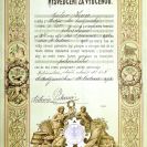 Živnostenská společenstva: vysvědčení Živnostenského společenstva pekařů a cukrářů v Českých Budějovicích z 15. ledna 1908 o vyučení Václava Kačera z Hrdějovic pekařskému řemeslu; SOkA.