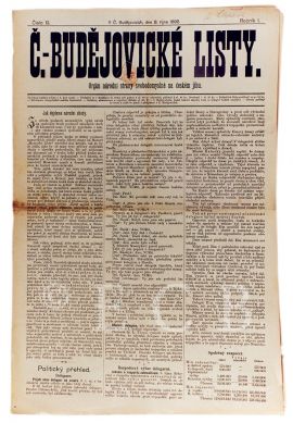 Českobudějovické listy: titulní strana; SOkA.