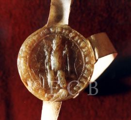Církevní správa: pečeť faráře Bohuňka zavěšená k listině z 29. října 1388, originální otisk; SOkA.