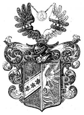 Daublebští ze Sternecku: rodinný erb z roku 1620, polepšený roku 1735 zlatou medailí; podle Sterneck Moritz 1906.