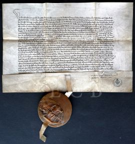 Finanční správa: listina krále Václava IV. z roku 1390 o vybírání ungeltu v Českých Budějovicicích; SOkA.