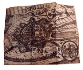 Historiografie: veduta s městským opevněním od Daniela Wussina z 1665; ze sbírek Jihočeského muzea v Českých Budějovicích.