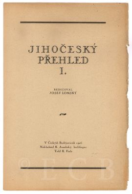 Jihočeský přehled: obálka časopisu; JVK.