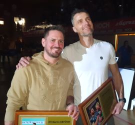 Kryštof Martin: volejbalisté Jihostroje České Budějovice Martin Kryštof (vlevo) a Tomáš Fila; foto K. Jáša.