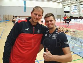 Mach Radek: volejbalisté Jihostroje České Budějovice Radek Mach (vlevo) a Petr Michálek; foto K. Jáša.