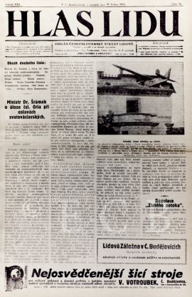 Noviny: Hlas lidu, noviny Československé strany lidové; SOkA.
