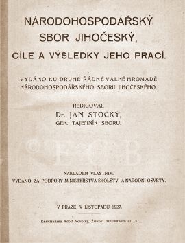 Národohospodářský sbor jihočeský: tiskovina Národohospodářského sboru jihočeského z roku 1927; SOkA.