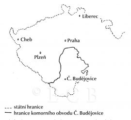 Obchodní a živnostenská komora: mapa obvodu komory 1890; nákres V. Vondry.