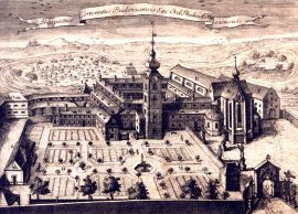 Prokyš František Jakub: dominikánský konvent na mědirytině z 1774; ze sbírek Jihočeského muzea v Českých Budějovicích.