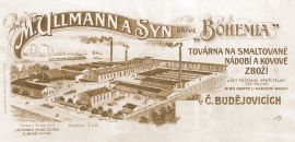 Smaltovny:  hlavičkový papír s vedutou firmy Moric Ullmann a syn, 1935; SOkA.