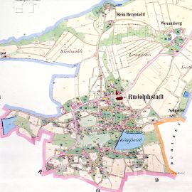 Vesce: České Budějovice na císařském otisku stabilního katastru z 1827; Ústřední archiv zeměměřictví a katastru.