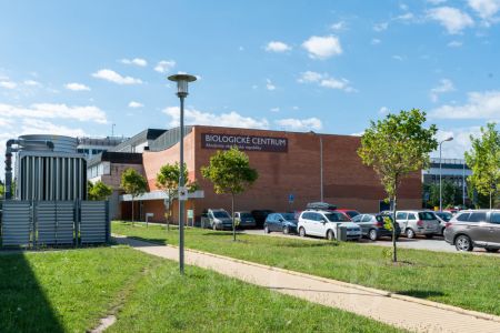 Akademie věd České republiky: pohled z Branišovské ulice na Biologické centrum AV ČR; foto Nebe 2020.