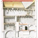Pražská brána: průřez branou na plánu z roku 1823; podle Kovář, Fundatio civitatis, 2015.