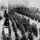 První světová válka: vítání italských legionářů po návratu z bojů, 1919; sbírka J. Dvořáka; SOkA. 