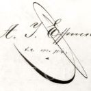 Rodáci: vlastnoruční podpis Antona Eggerta (1818—1875), podnikatele a velitele ostrostřelců; SOkA.